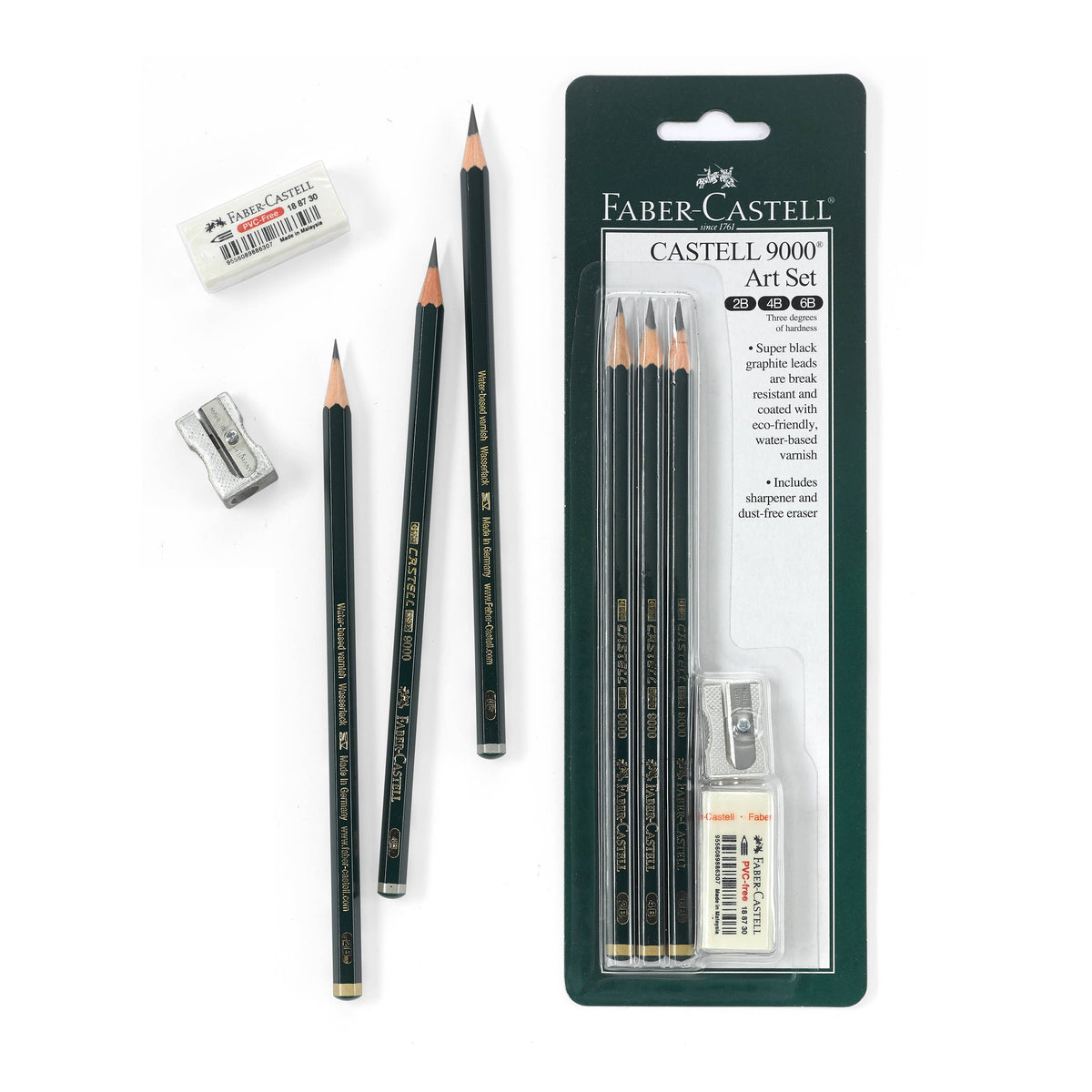 Faber-Castell / Creativity for Kids - Castell 9000 Graphite Pencils, Art Set 2B, 4B, 6B Pencils