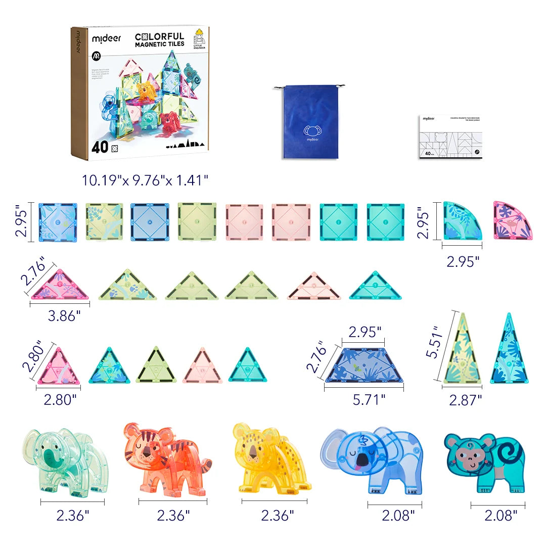 Mideer - Colorful Magnetic Tiles: Wonderful Forest 40P