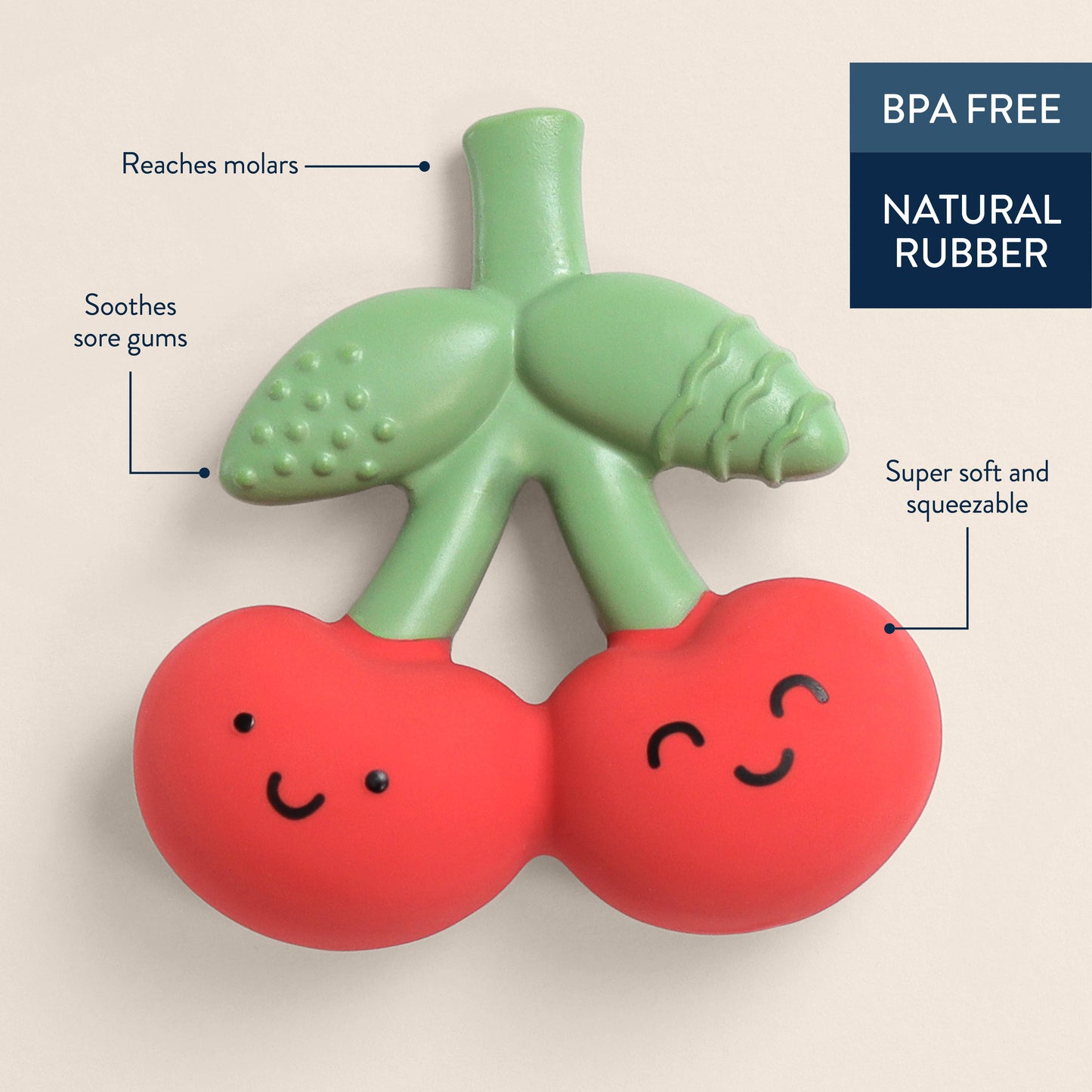 Itzy Ritzy - Comfort Crew: Cherry Natural Rubber Teether