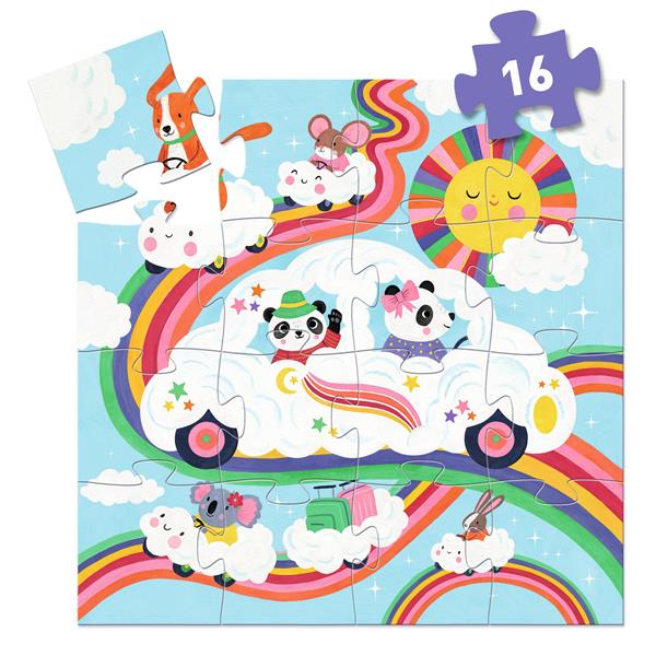 Djeco - Silhouette Puzzle: Cloud Car - 16 pcs