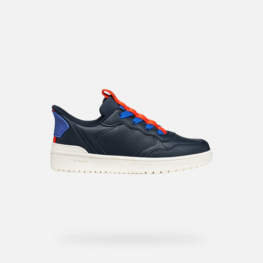 Geox Kids Washiba Fast In Boy's Navy/Red Sneakers