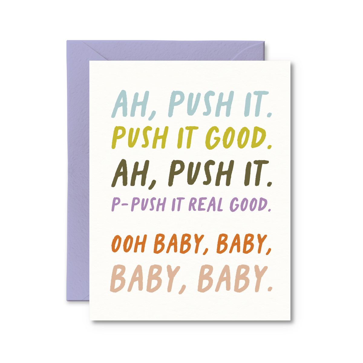 Pretty by Her - Push It Card Funny Pregnancy Card