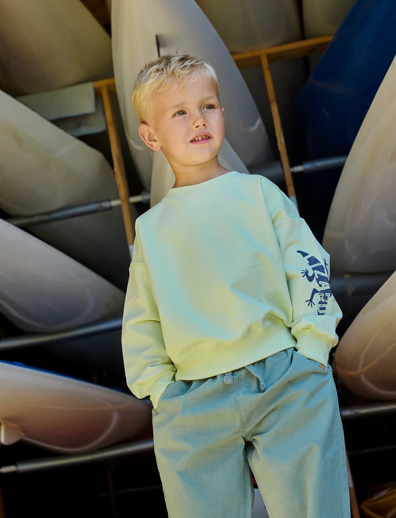 Minymo - Green Pullover Sweatshirt with Lizard Arm Detail