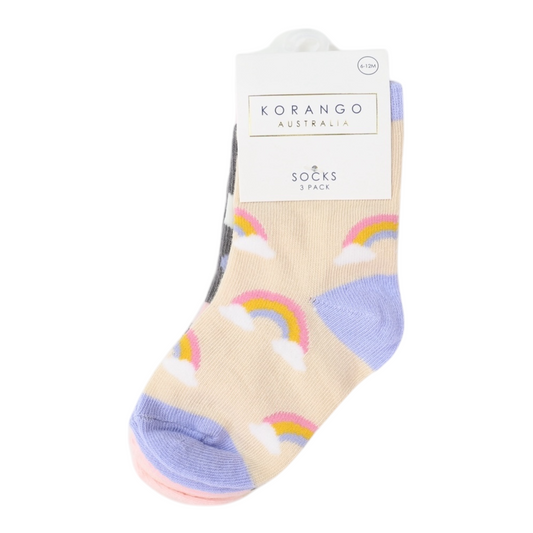 Korango - Sunshine & Rainbow Socks 3pk Assorted
