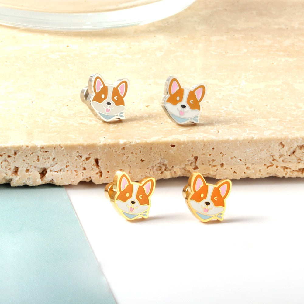 Oh! Cherise Stainless Steel Flat Back 18k Gold Plated Earrings