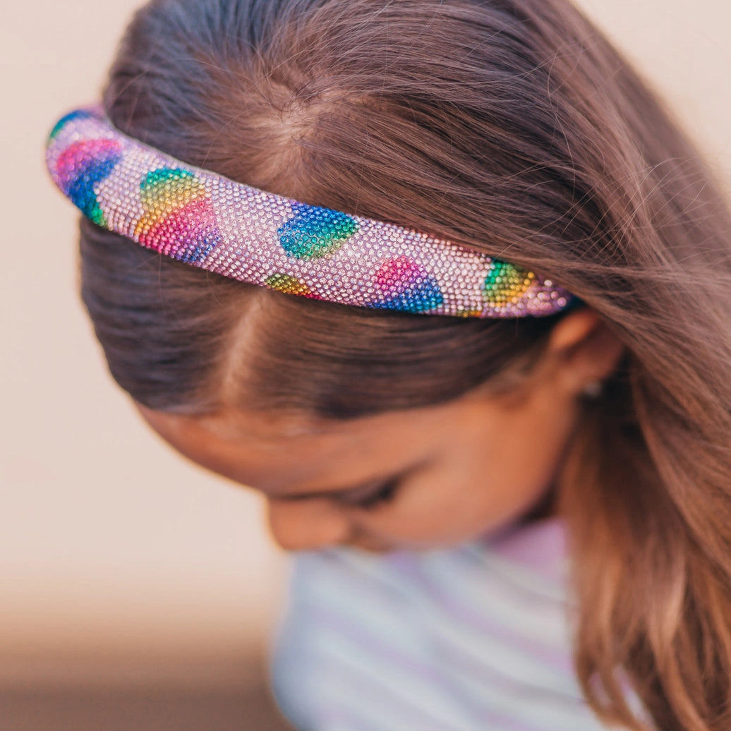 Frog Sac - Kids Heart Headband - Padded Rhinestone Hair Band For Girls
