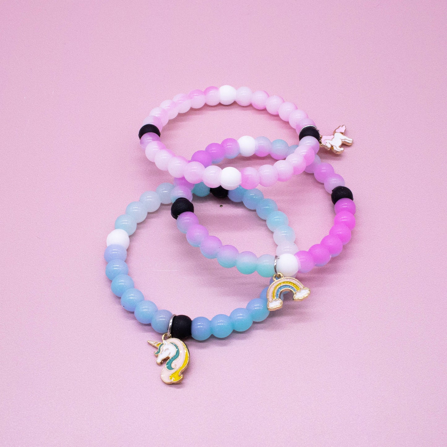 Frog Sac - Glow in the Dark Unicorn Charm Bubble Bracelets