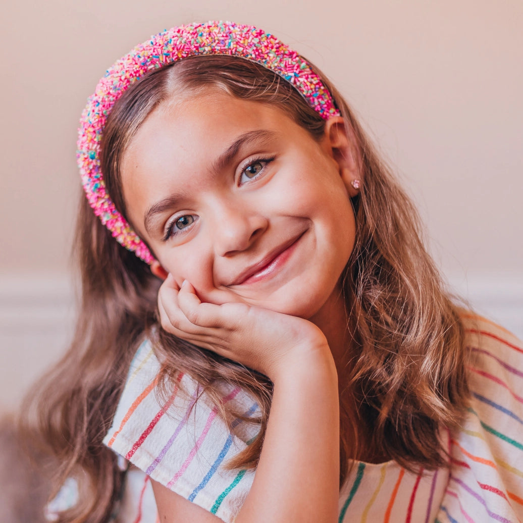 Frog Sac - Padded Sprinkles Headband - Hot Pink Confetti Hair Band