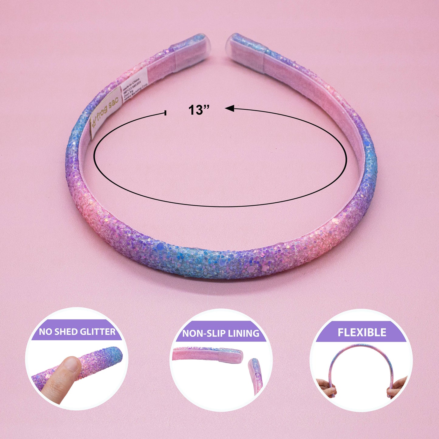 Frog Sac - Glitter Headband - Thin Hairbands for Kids