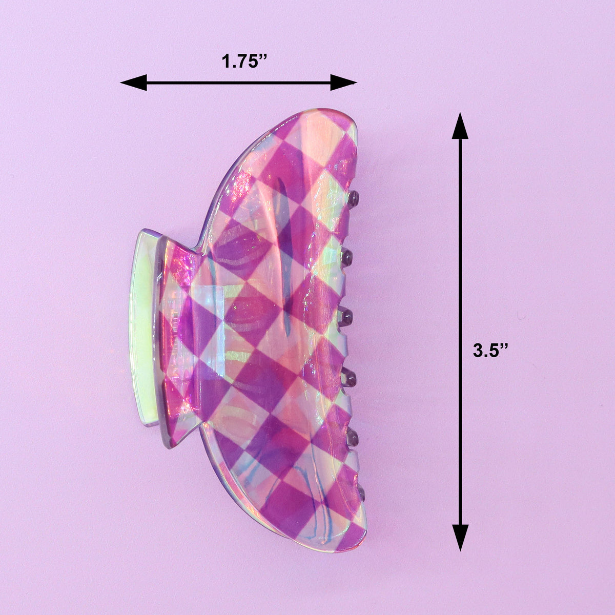 Frog Sac - Medium Round Iridescent Checkered Hair Claw Clip