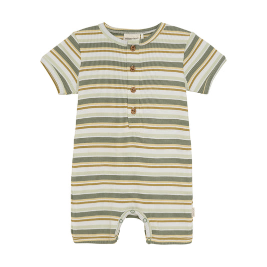Minymo - Striped Ribbed Short Sleeve Bodysuit