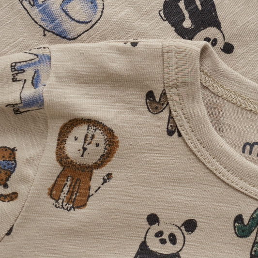 Minymo - All Over Safari Animal Print Long Sleeve T-shirt - 3 Months