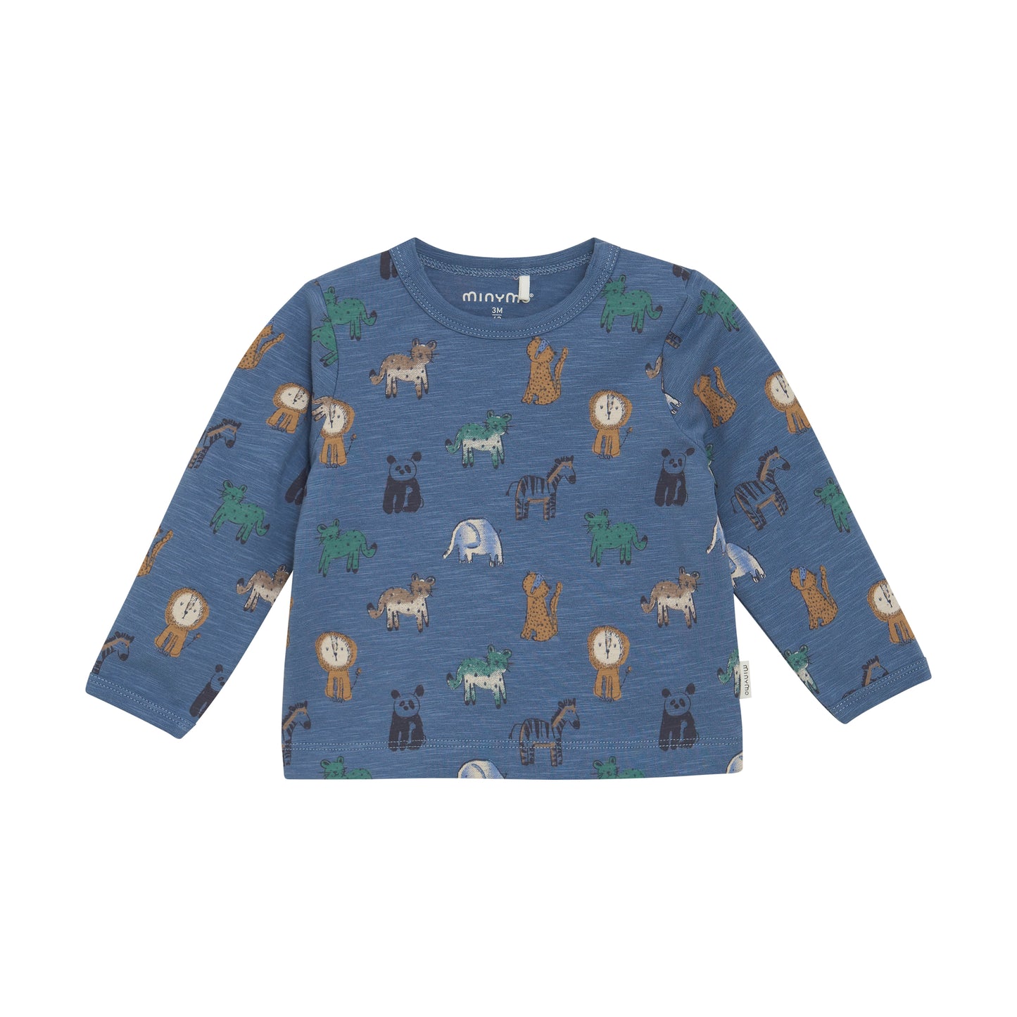 Minymo - All Over Safari Animal Print  Long Sleeve T-shirt - 3 Months