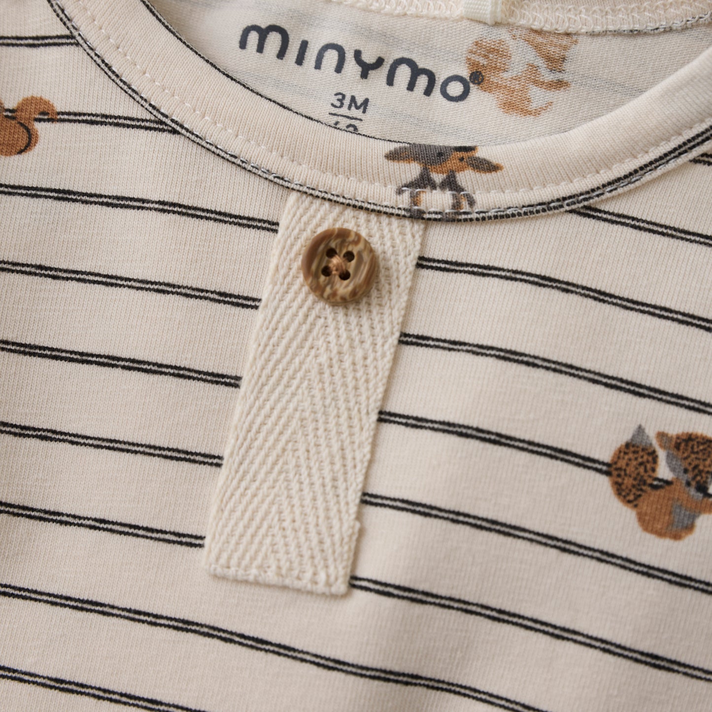 Minymo - Stripped Squirrel Long Sleeve Bodysuit  - 3 Months