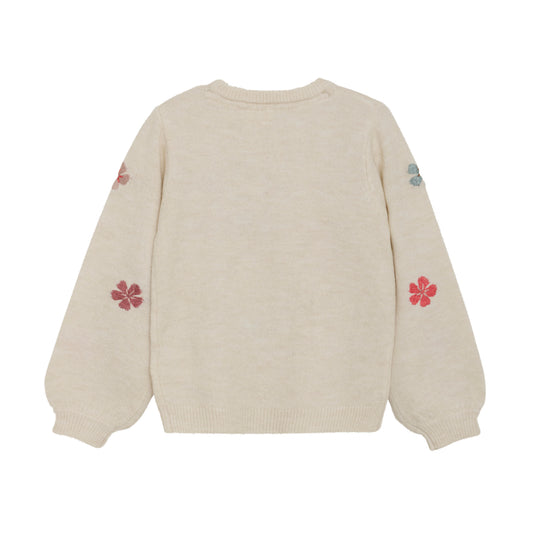 Minymo - Flower Embroidered All Over Knit Pullover Sweater
