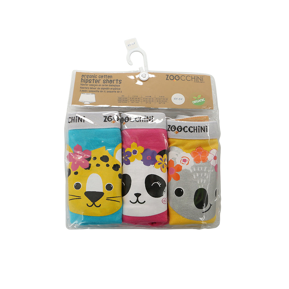 Zoocchini - Kids Organic Hipster Shorts - 3Pc Set - Flower Power