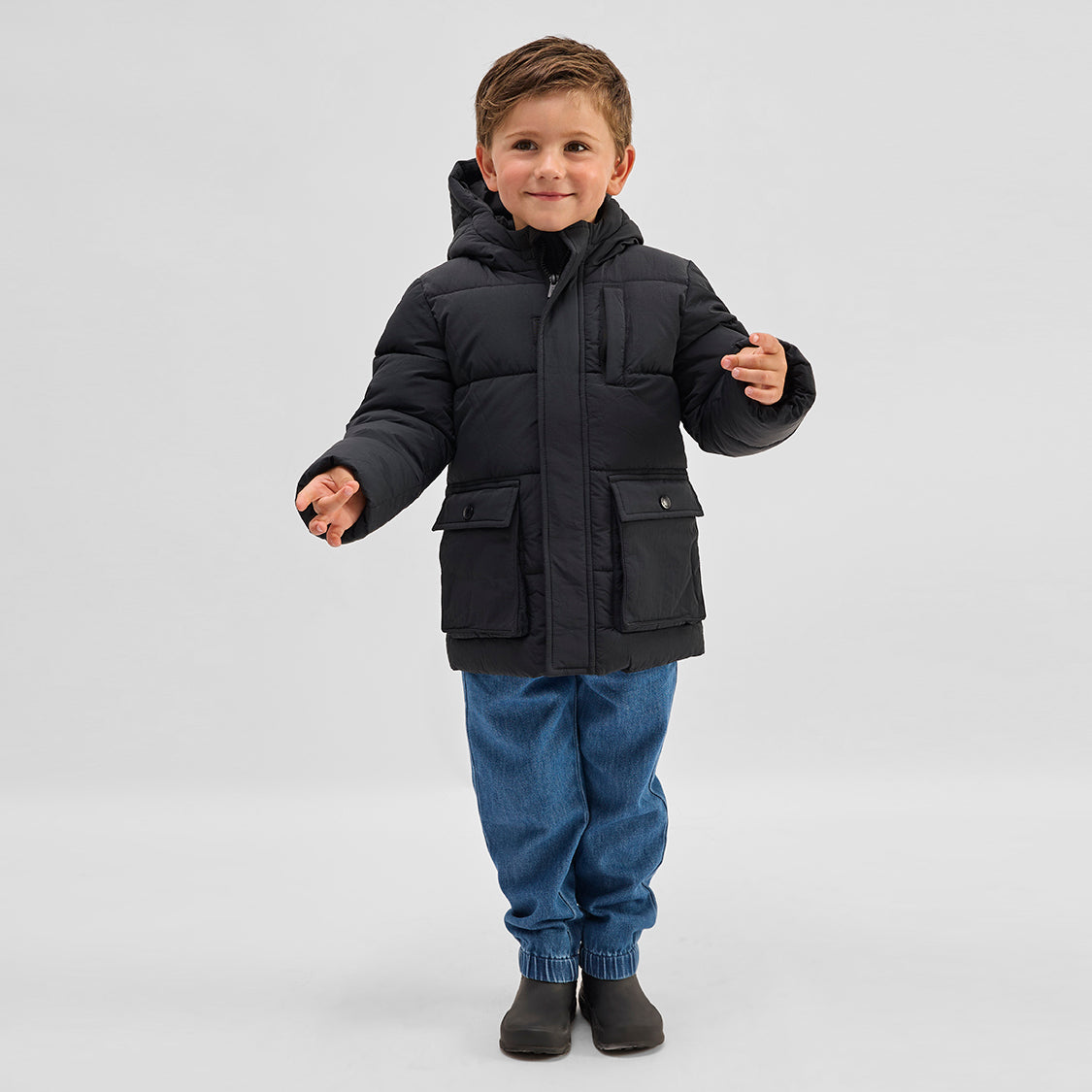Miles The Label Hooded Mid Weight Coat - Black