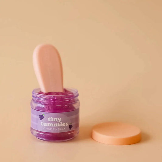 Tiny Harlow Tiny Tummies - Grape jelly food - Jar and spoon