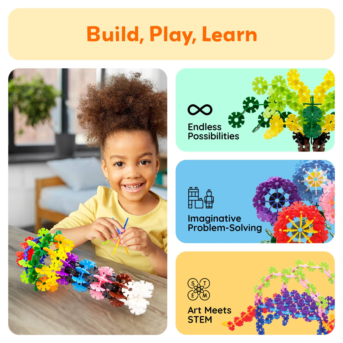 PicassoTiles 300pc Building Chips Interlocking Disc Blocks
