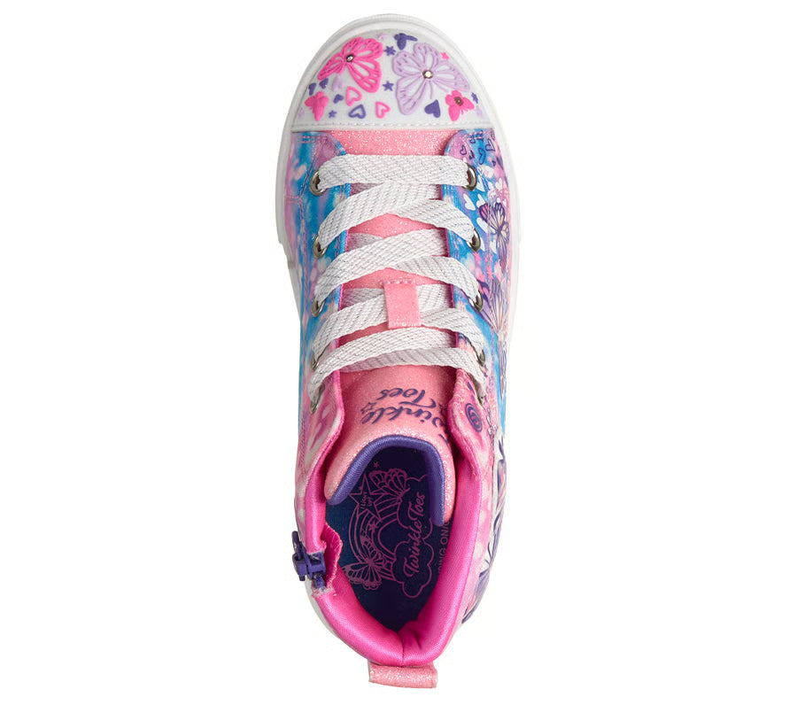 Skechers - Twinkle Sparks: Flutter Daydream Twist Off Laces High Top Light Up Toddler Sneakers