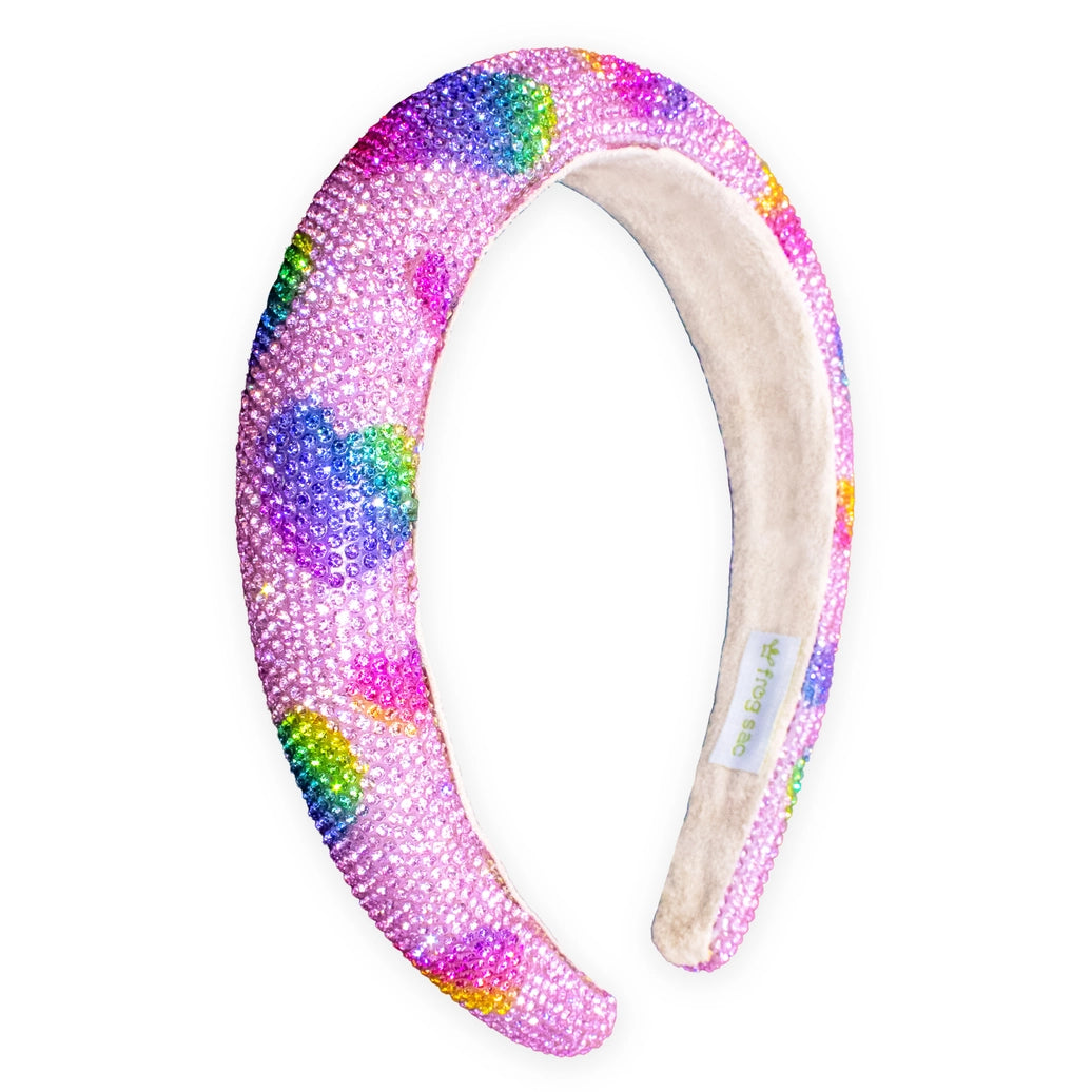 Frog Sac - Kids Heart Headband - Padded Rhinestone Hair Band For Girls