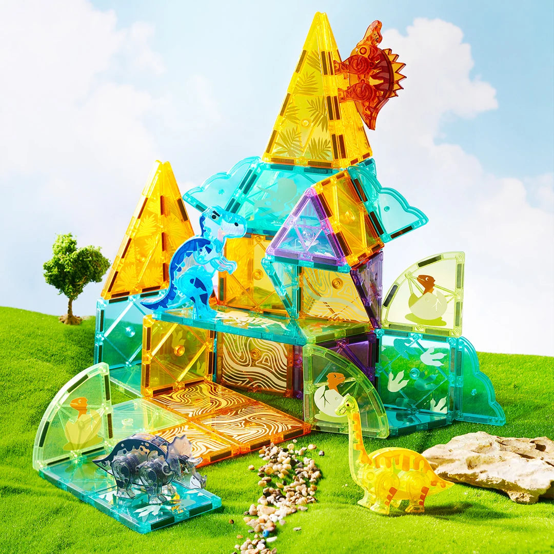 Mideer - Colorful Magnetic Tiles: Jurassic Adventure 48P