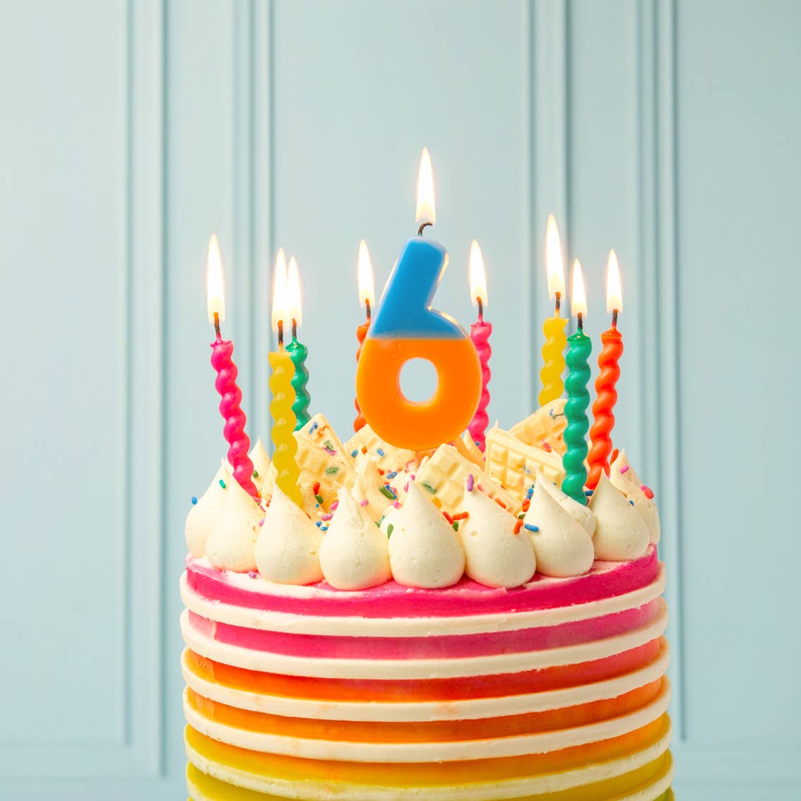 Talking Tables USA - Twisted Rainbow Birthday Candles | 8 Pack | Birthday Party |