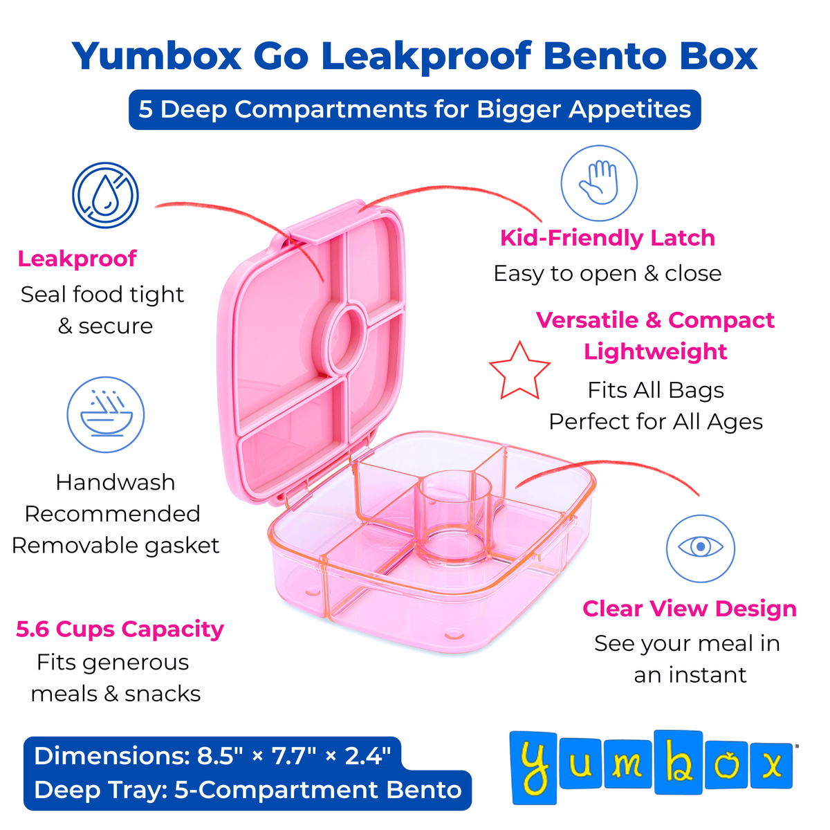 Yumbox - Yumbox Go Leakproof Bento Lunch Box – 5 Compartment, 5.6 Cup