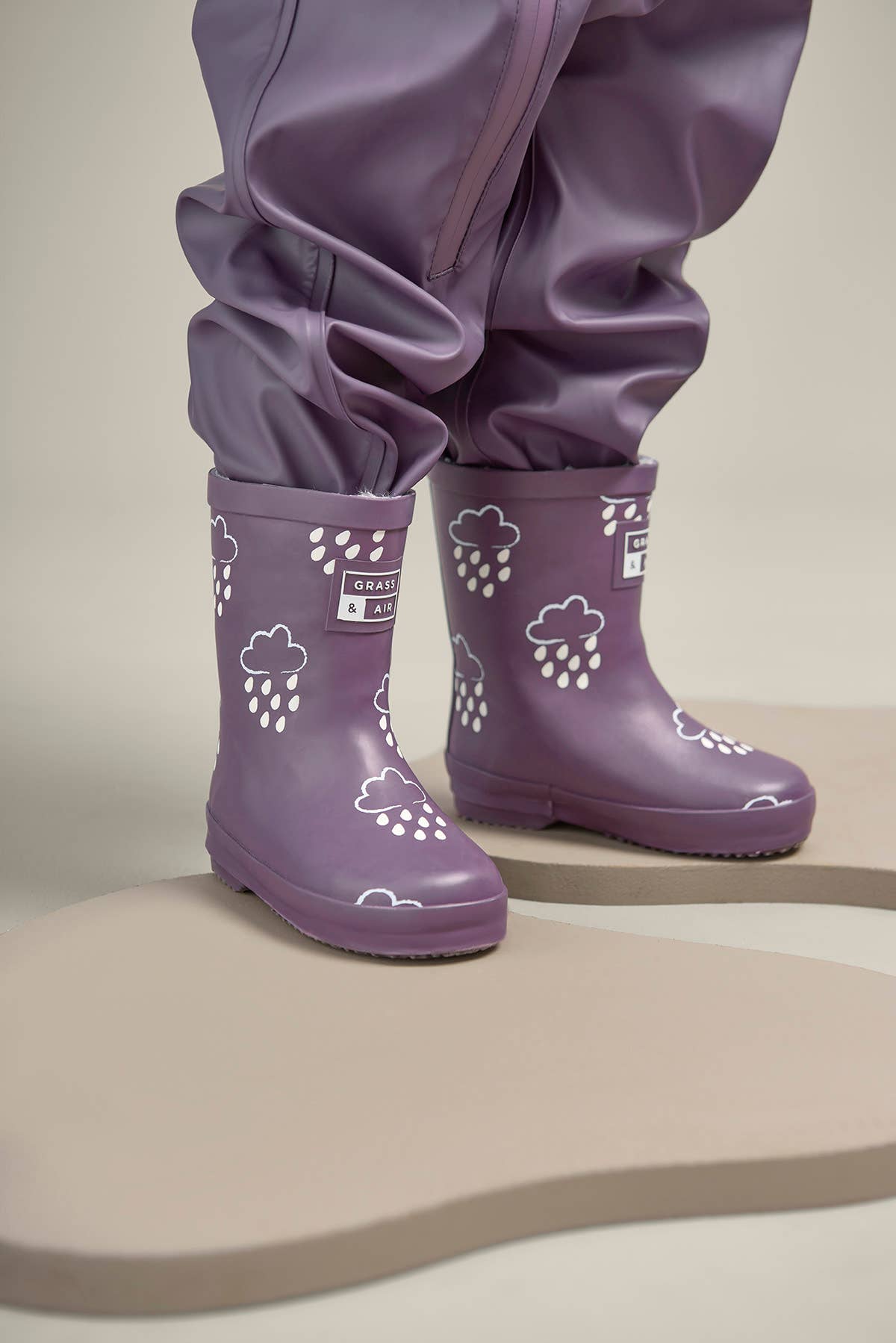 Grass & Air - Ochre Colour-Changing Kids Winter Wellies