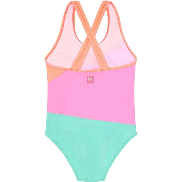 Color Kids - Color Block One-Piece Swimsuit- 6Y