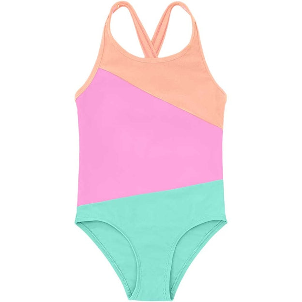 Color Kids - Color Block One-Piece Swimsuit- 6Y