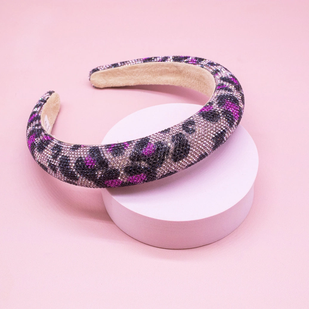 Frog Sac - Rhinestone Headband - Kids Leopard Animal Print Hair Band