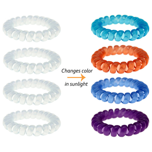 Frog Sac - Spiral Hair Coils, UV Solar Reactive Color Changing - 4 Pack