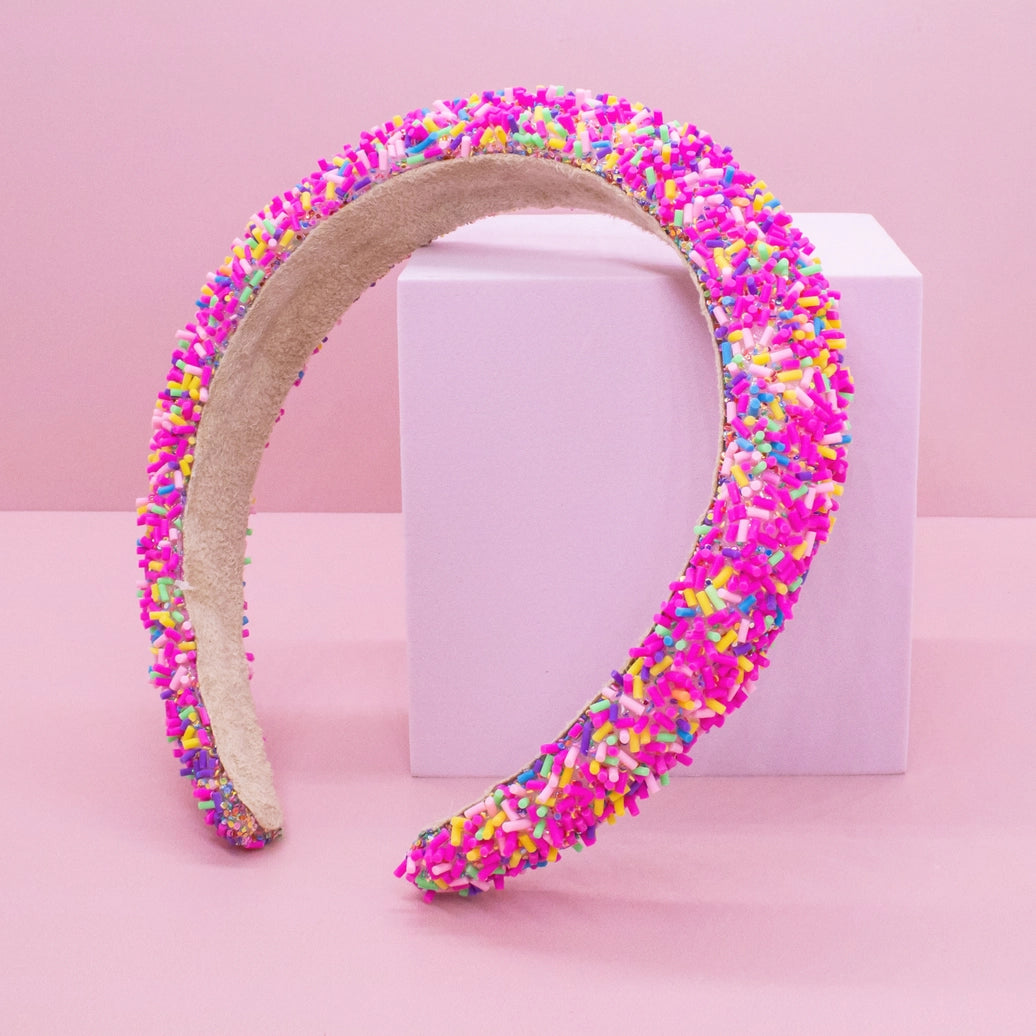 Frog Sac - Padded Sprinkles Headband - Hot Pink Confetti Hair Band