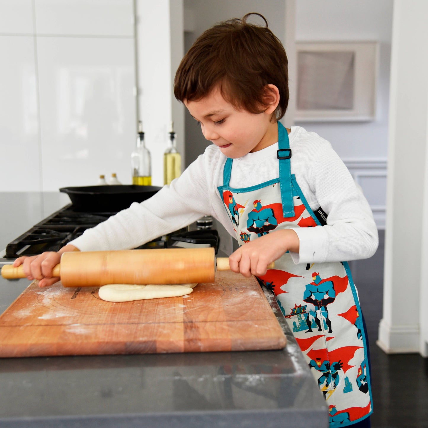 Urban Infant - Little Helper Kids Apron, Washable Cotton/Poly - Dinosaurs: SMALL