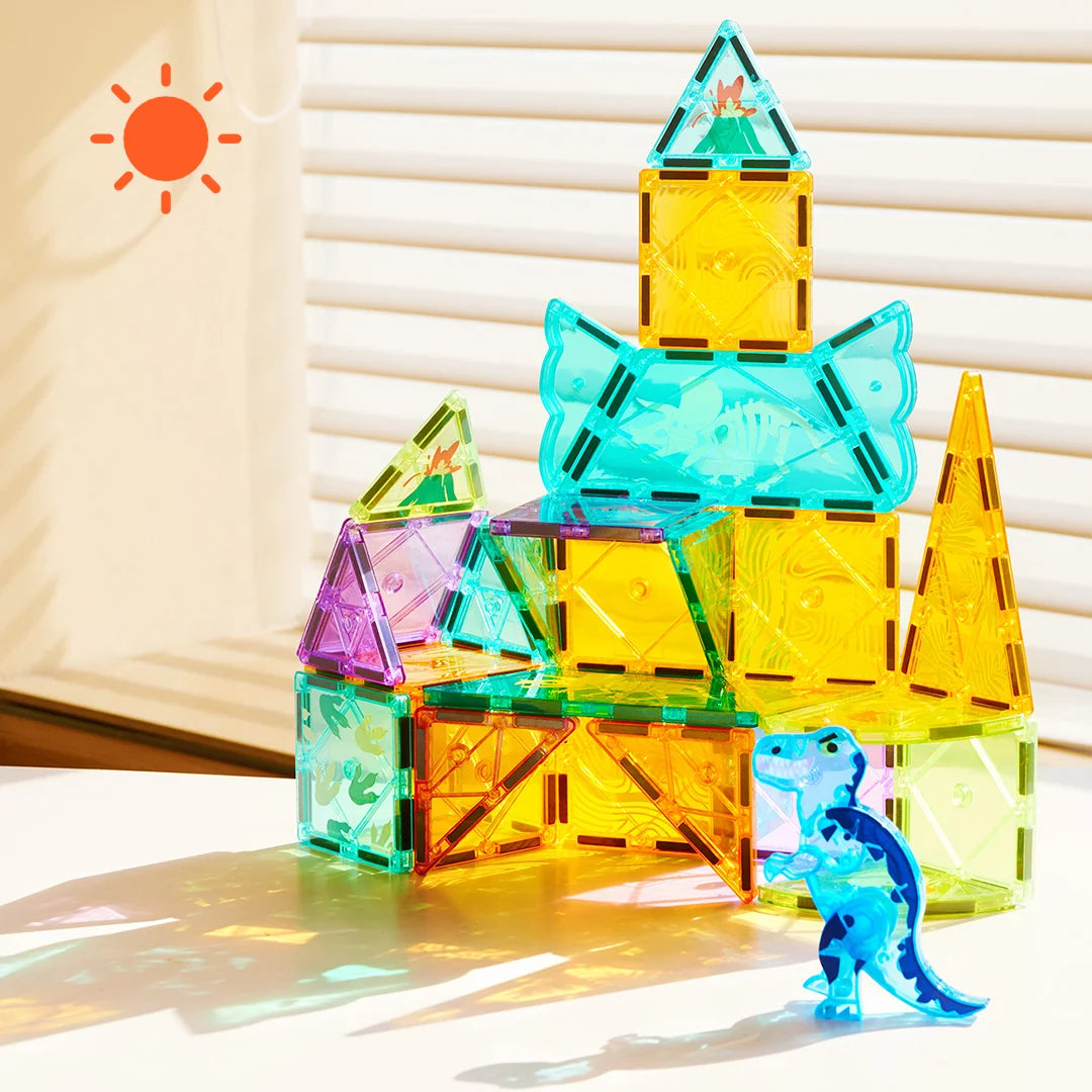Mideer - Colorful Magnetic Tiles: Jurassic Adventure 48P