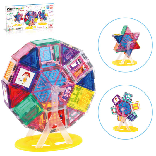 PicassoTiles 9pc Ferris Wheel Magnetic Tile Building Set