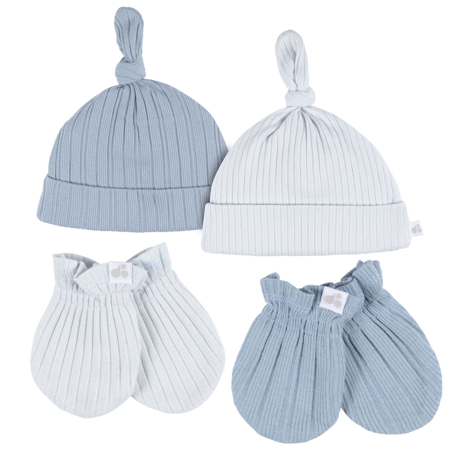 Just Born -  4pc Hat+Mitten Set - Blue