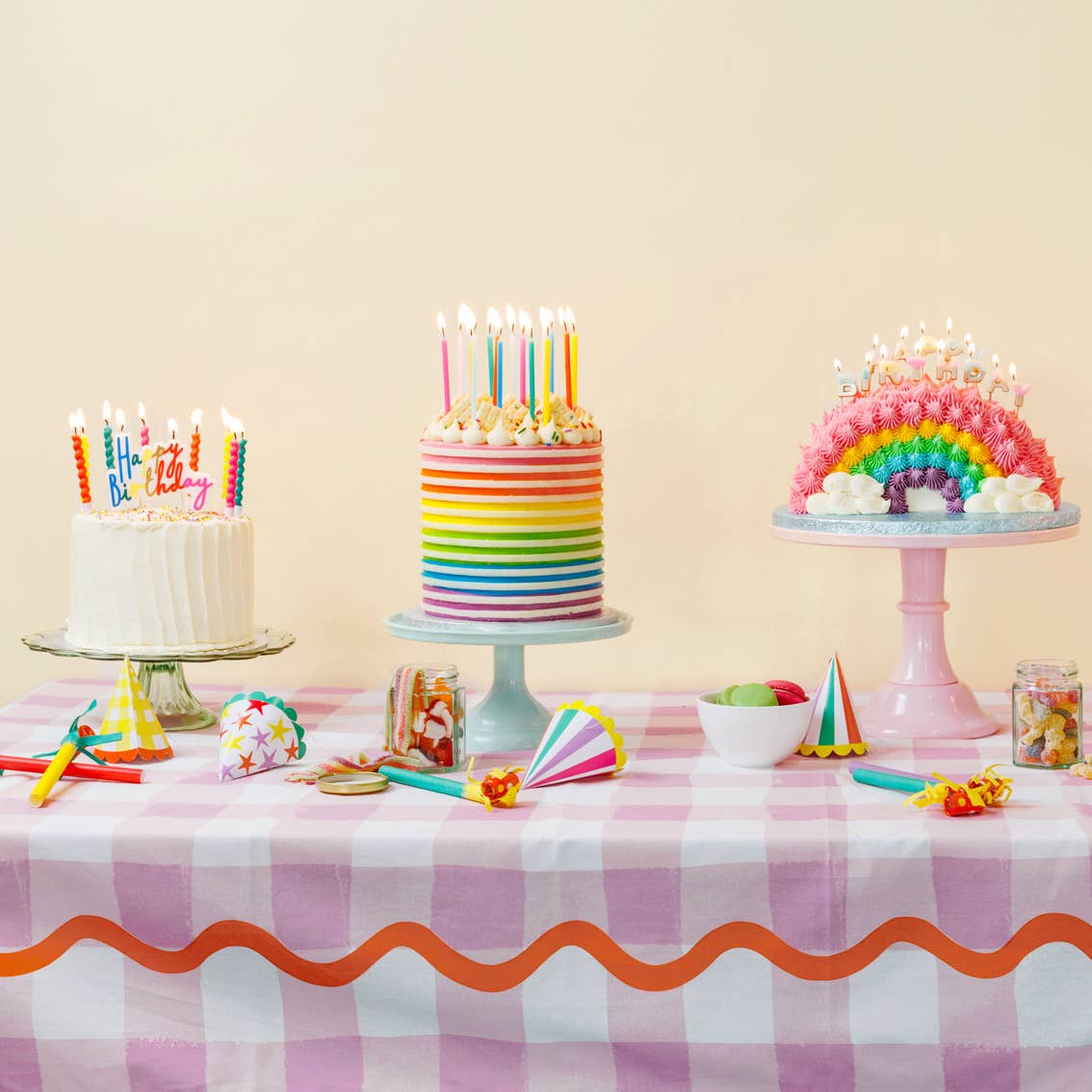 Talking Tables USA - Twisted Rainbow Birthday Candles | 8 Pack | Birthday Party |
