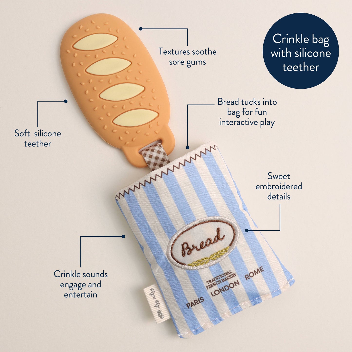 Itzy Ritzy - Baguette Teensy Crinkle Sensory Teether