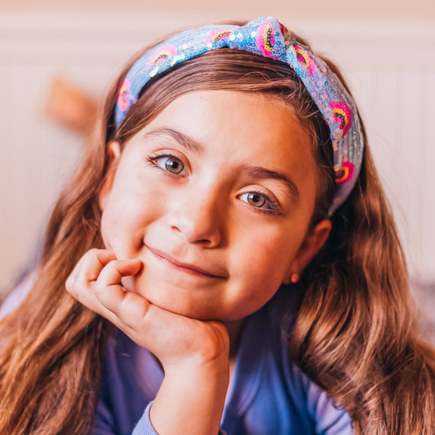 Frog Sac - Kids Sequin Knot Headband - Rainbow