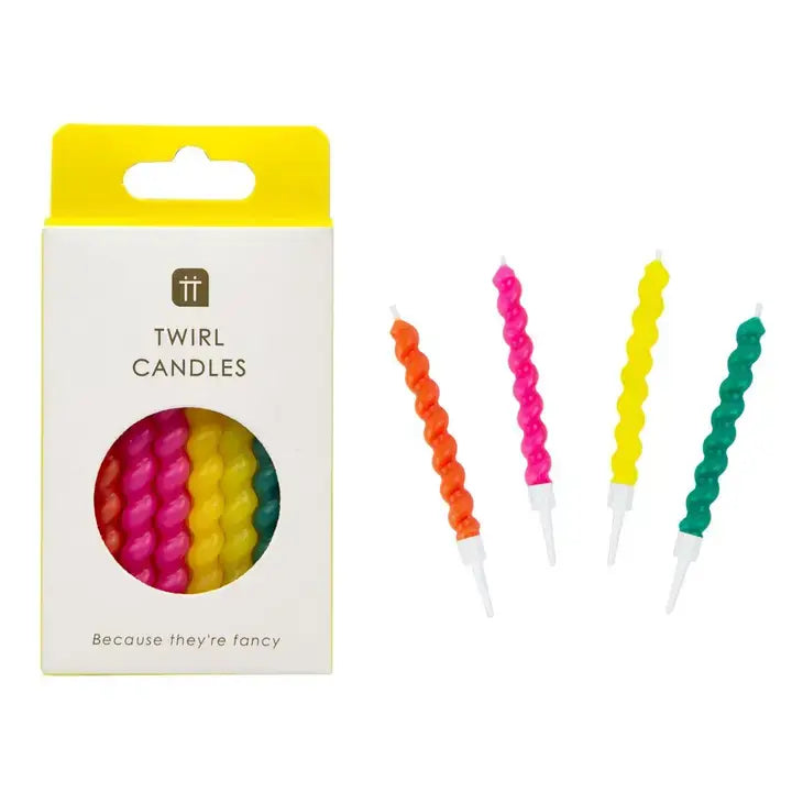 Talking Tables USA - Twisted Rainbow Birthday Candles | 8 Pack | Birthday Party |