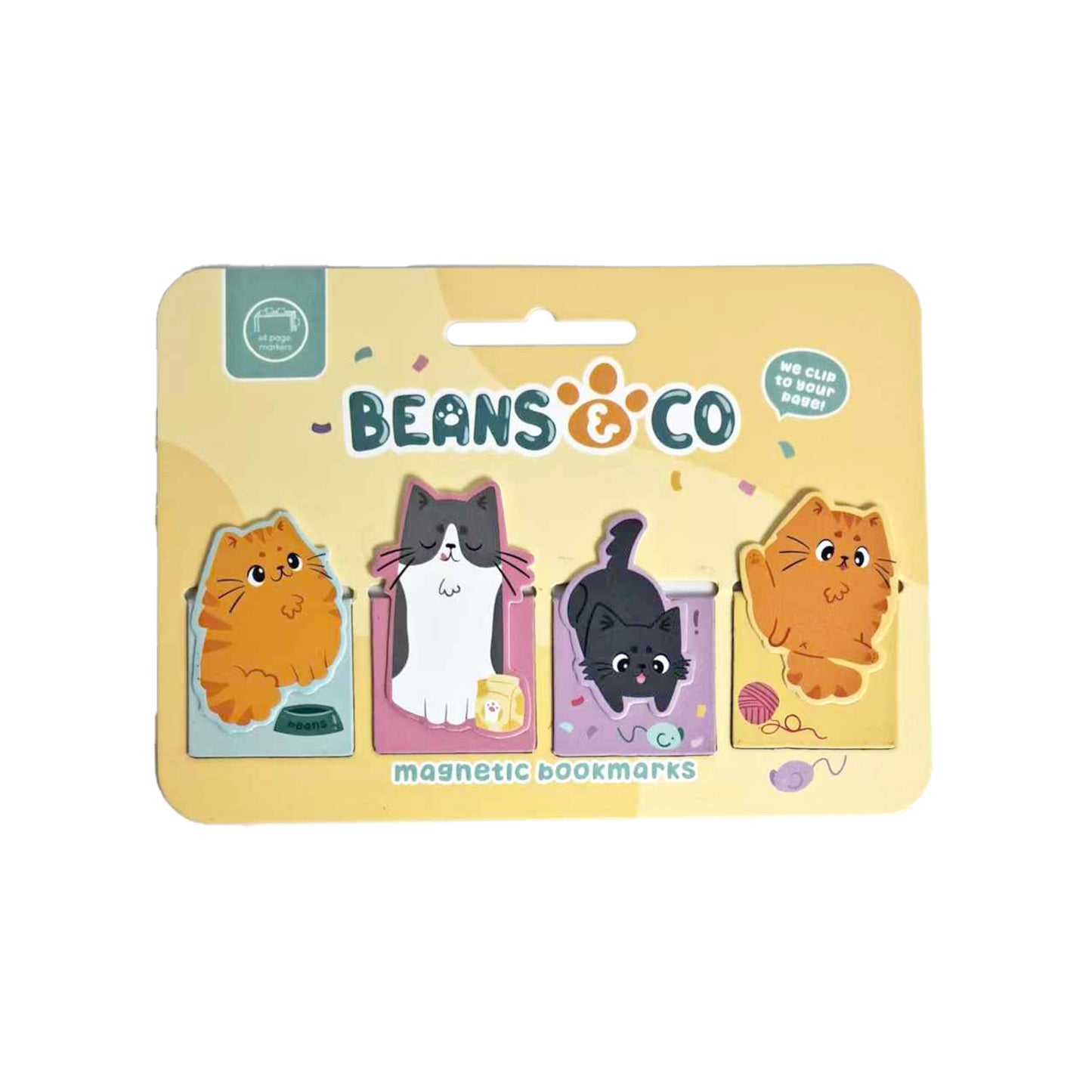 Puckator Beans & Co Cats Magnetic Bookmark  Set