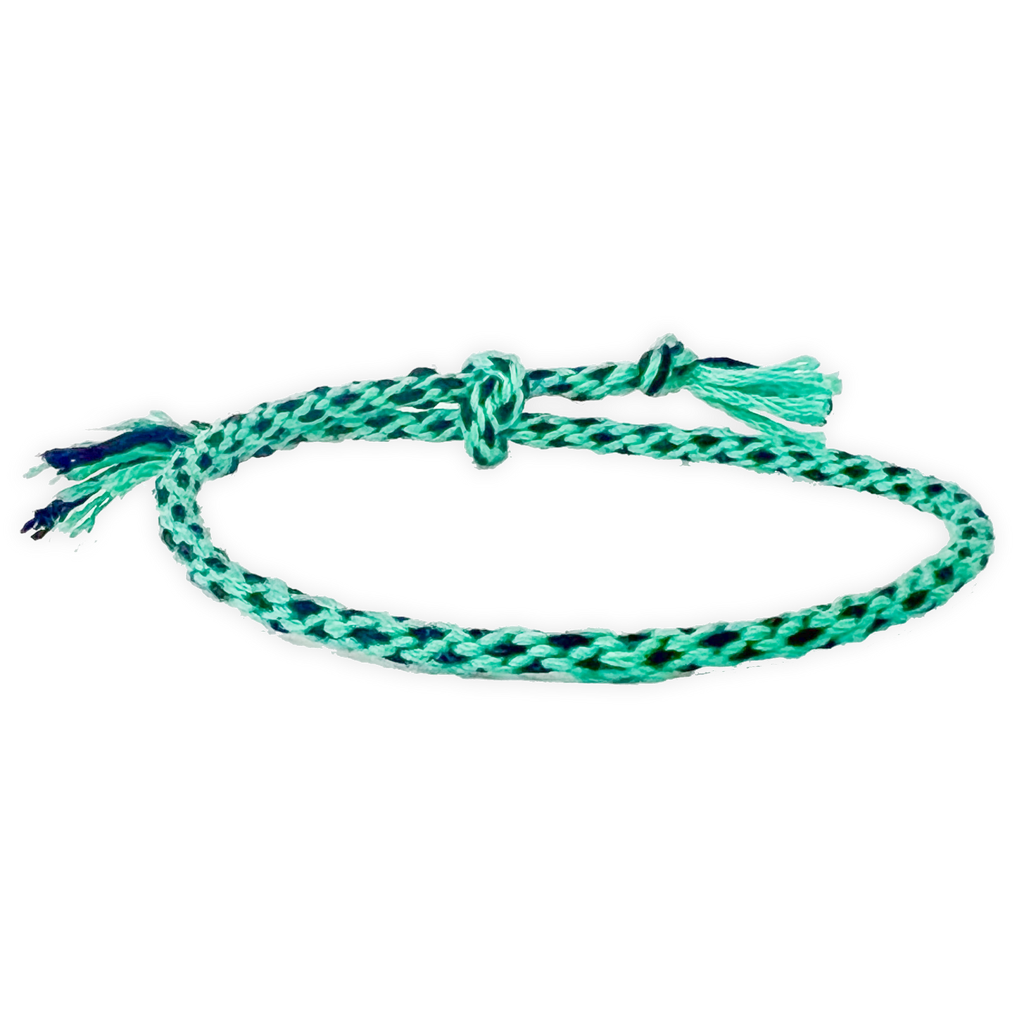Braided green bracelet on a white background