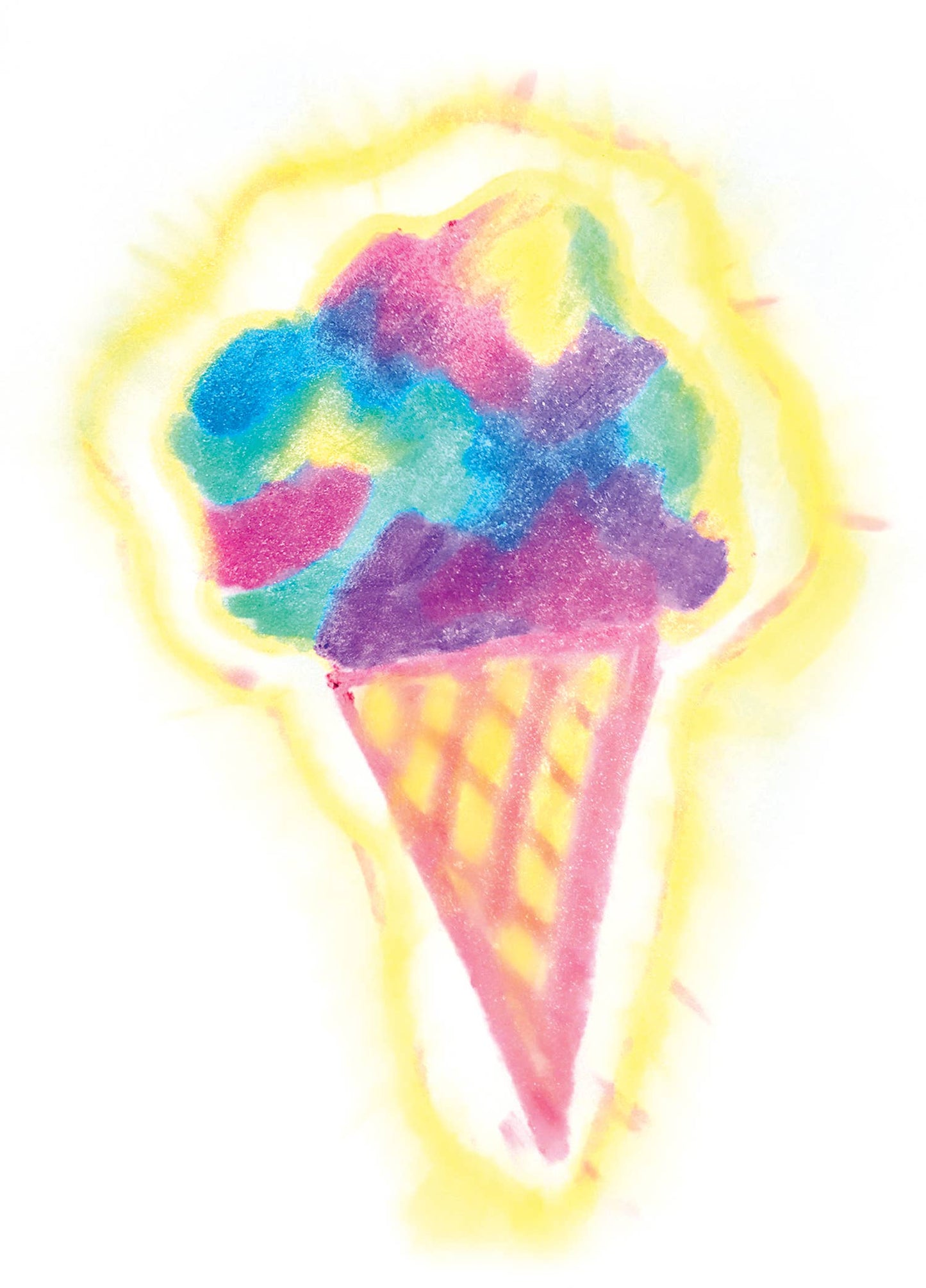 Colorful ice cream cone illustration on a white background