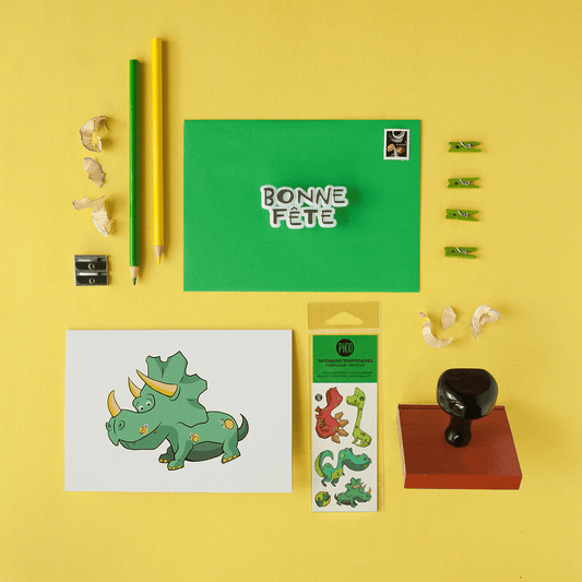 Pico Greeting Card + Temporary Tattoo - Dinosaur