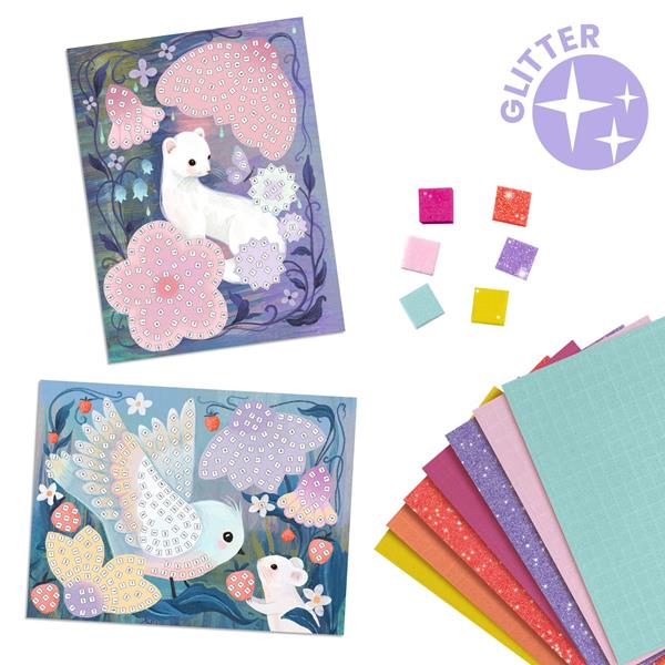 Djeco - Glittery Sticker Mosaics: Animals of the Undergrowth