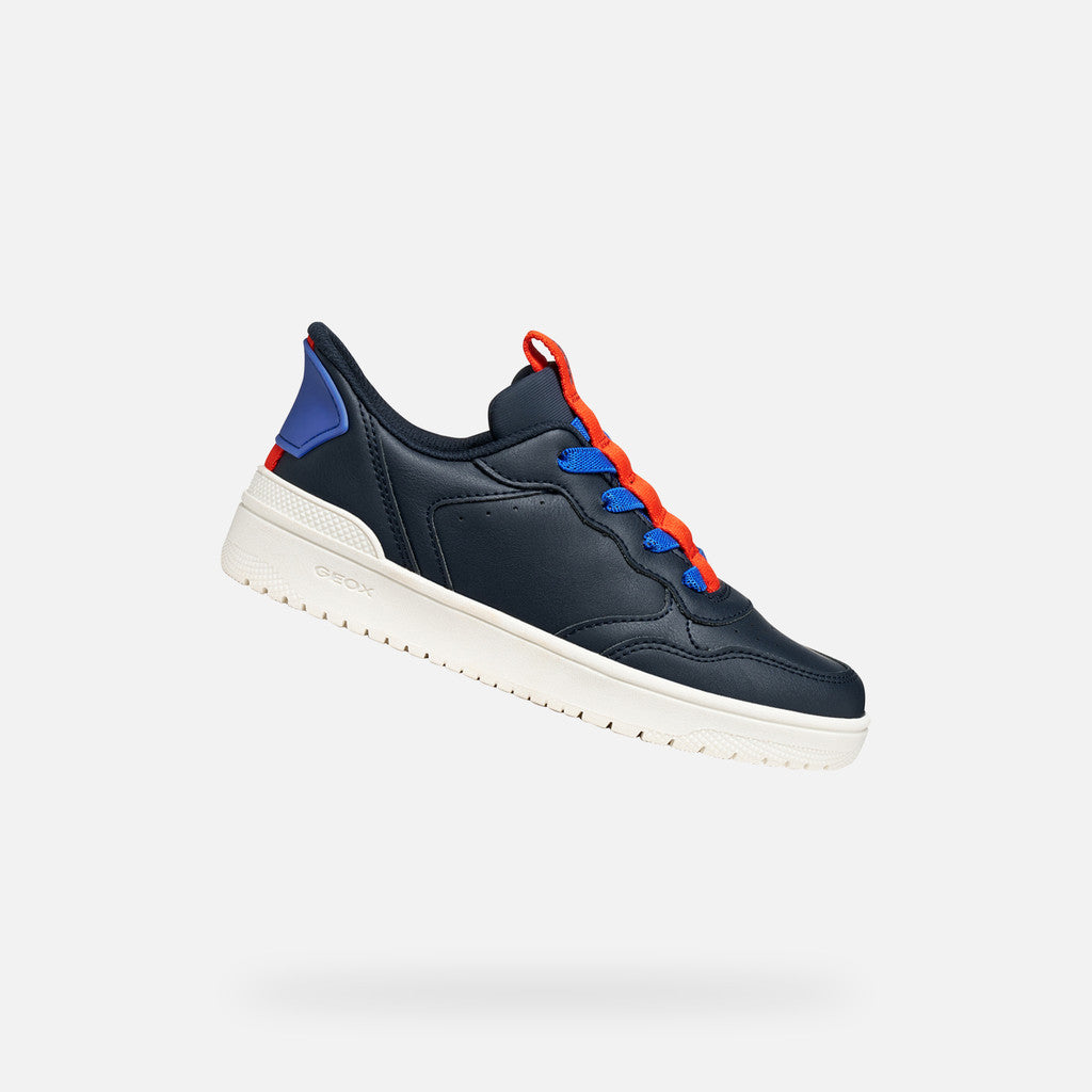 Geox Kids Washiba Fast In Boy's Navy/Red Sneakers