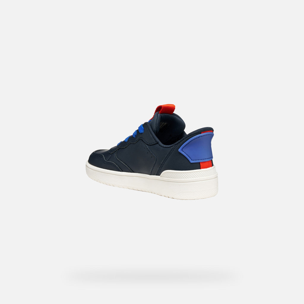 Geox Kids Washiba Fast In Boy's Navy/Red Sneakers