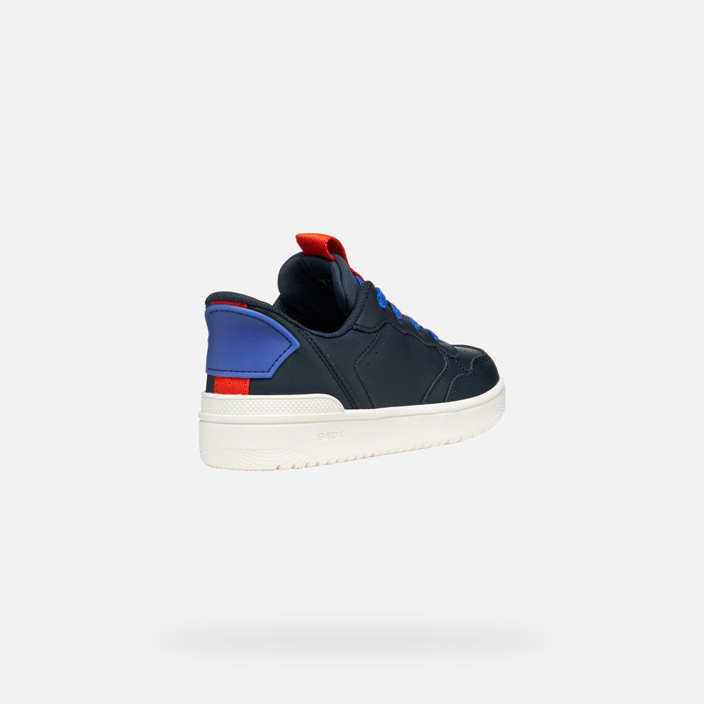 Geox Kids Washiba Fast In Boy's Navy/Red Sneakers